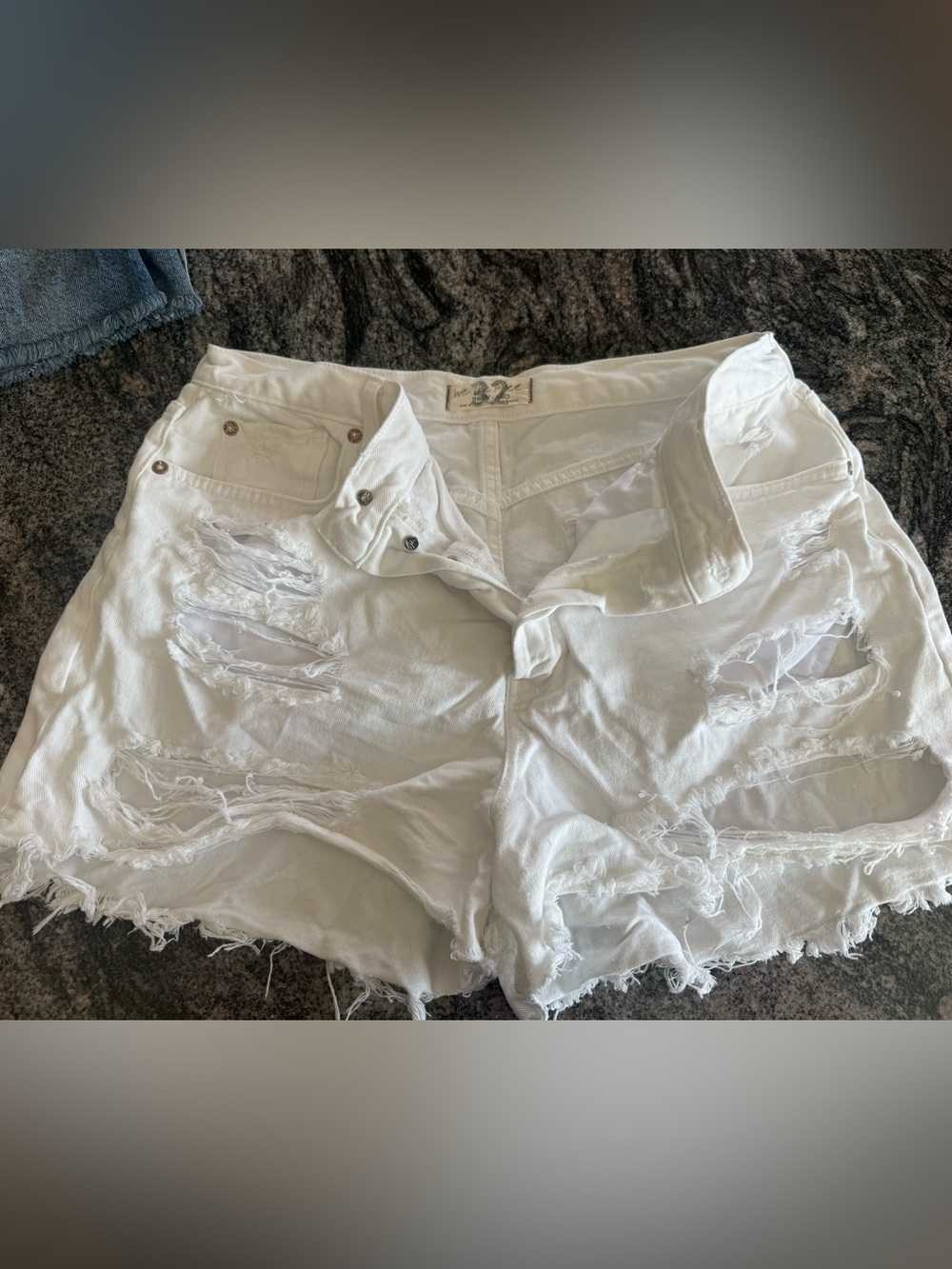 Free People White Distressed Denim Cutoff Shorts